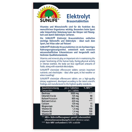 Витамины Sunlife Elektrolyte Brausetabletten электролит шипучие таблетки в саше №10: цены и характеристики