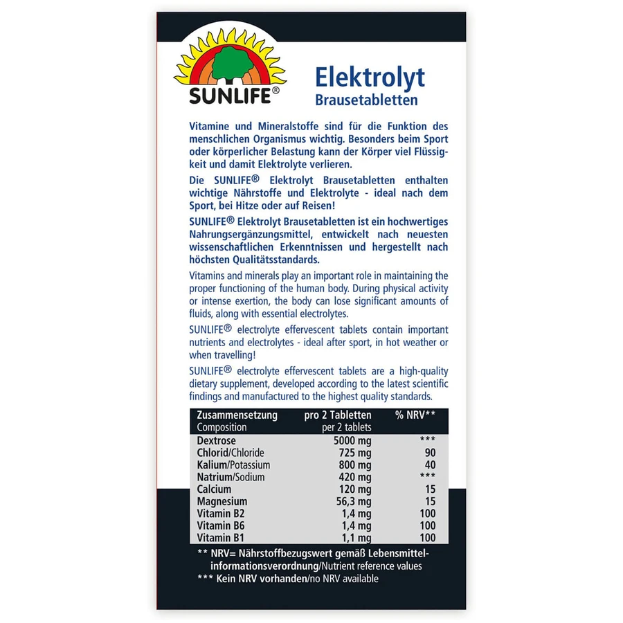 Витамины Sunlife Elektrolyte Brausetabletten электролит шипучие таблетки в саше №10: цены и характеристики