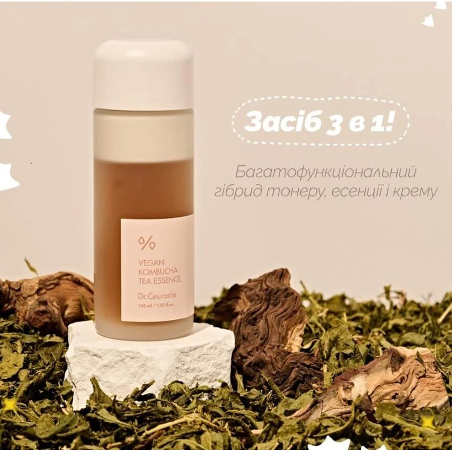 Есенція для обличчя Dr. Ceuracle Vegan Kombucha багатофункціональна, кремова з екстрактом комбучі, 150 мл: ціни та характеристики