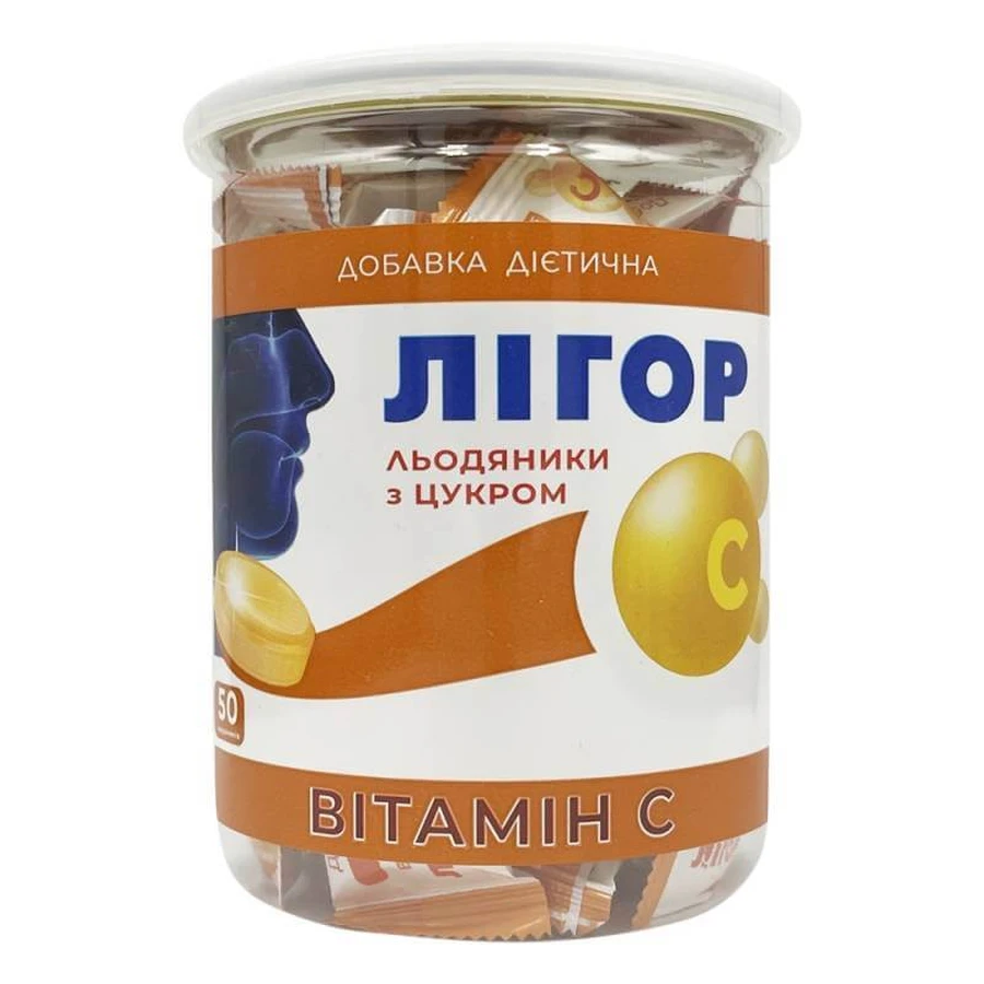Льодяники Лігор з цукром Вітамін C 50 шт: ціни та характеристики