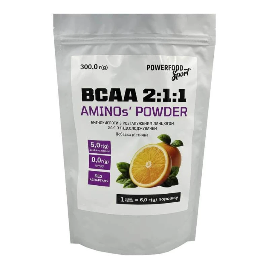 Аминокислоты ВСАА 2:1:1 POWERFOOD SPORT с подсластителем 300 г: цены и характеристики