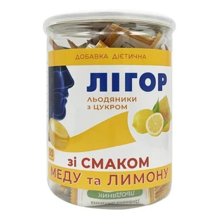 Льодяники ЛІГОР з цукром зі смаком меду та лимона 50 шт