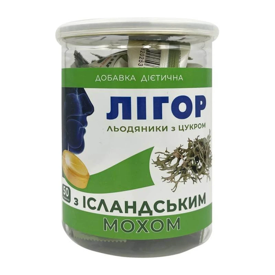 Леденцы ЛИГОР с сахаром с исландским мхом 50 шт: цены и характеристики