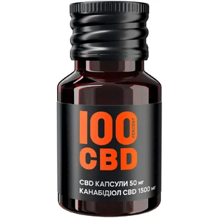 100 CBD-капсули 50 мг, 1500 мг CBD, м'які желатинові №30, у скляній банці