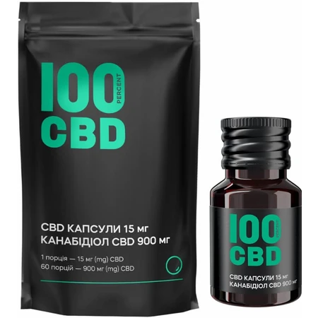 100 CBD-капсулы 15 мг, 900 мг CBD, мягкие желатиновые №60, в стеклянной банке: цены и характеристики