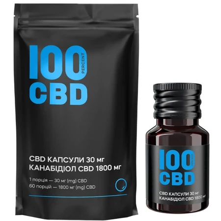 100 CBD-капсулы 30 мг, 1800 мг CBD, мягкие желатиновые №60, в стеклянной банке: цены и характеристики