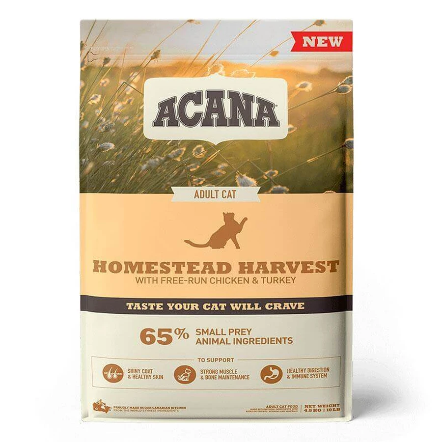 Acana Homestead Harvest – Сухий корм з куркою, індичкою і качкою для котів; 4,5 кг: ціни та характеристики
