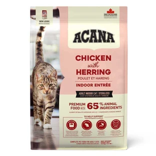 Acana Indoor Entree – Сухой корм с курицей, кроликом и селёдкой для котов; 4,5 кг