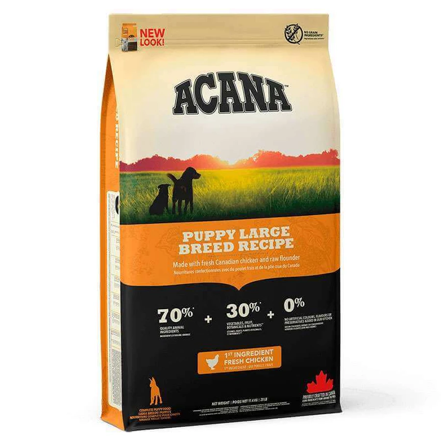 Acana Puppy Large Breed Recipe – Сухий корм з м'ясом курчат для цуценят великих порід; 11,4 кг: ціни та характеристики