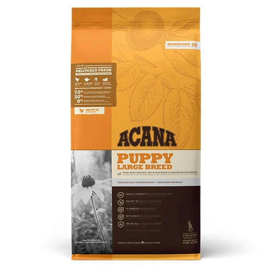 Acana Puppy Large Breed Recipe – Сухой корм с мясом цыплят для щенков крупных пород; 17 кг: цены и характеристики