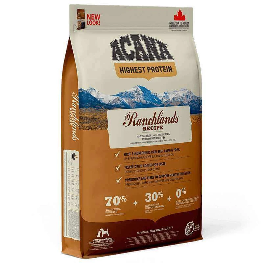 Acana Ranchlands Recipe – Сухой корм с красным мясом и рыбой для собак различных пород на всех стадиях жизни; 11,4 кг: цены и характеристики