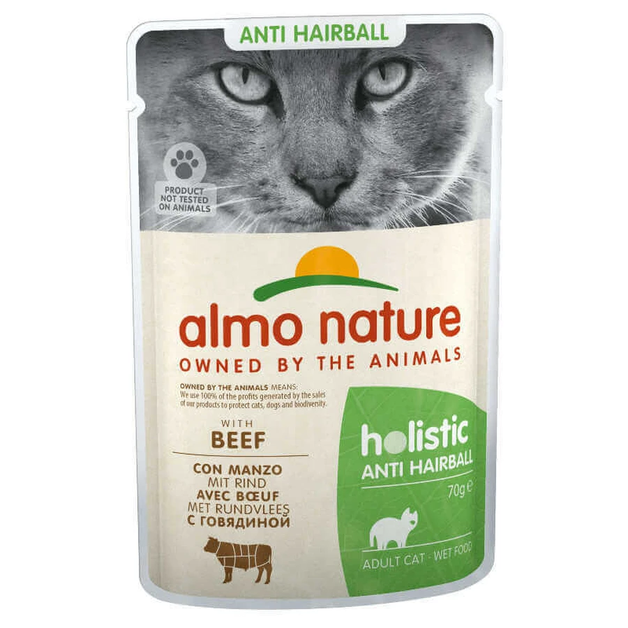 Almo Nature (Альмо Натюр) Holistic Anti Hairball Cat Beef - Вологий корм з яловичиною для котів, що сприяє виведенню шерсті (шматочки у желе); 70 г: ціни та характеристики