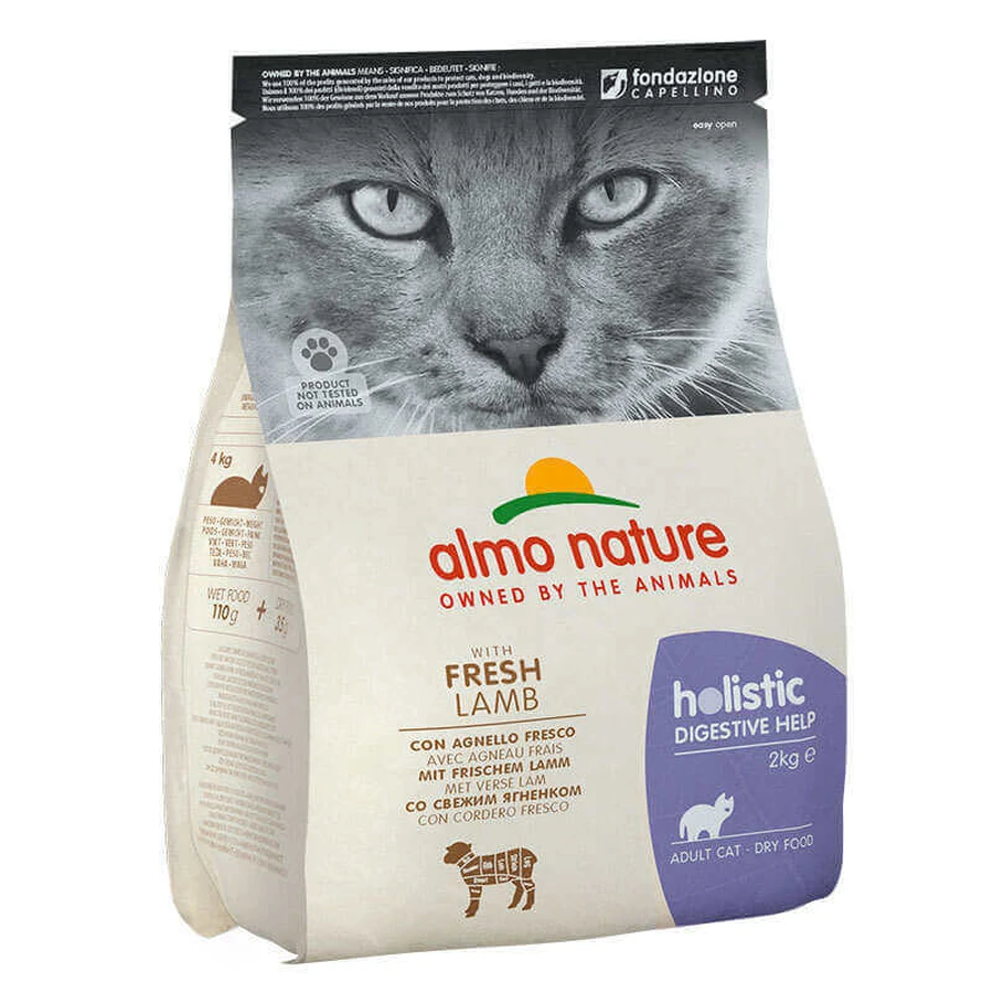 Almo Nature (Альмо Натюр) Holistic Cat - Сухий корм, що покращує травлення, з ягням для котів; 2 кг: ціни та характеристики