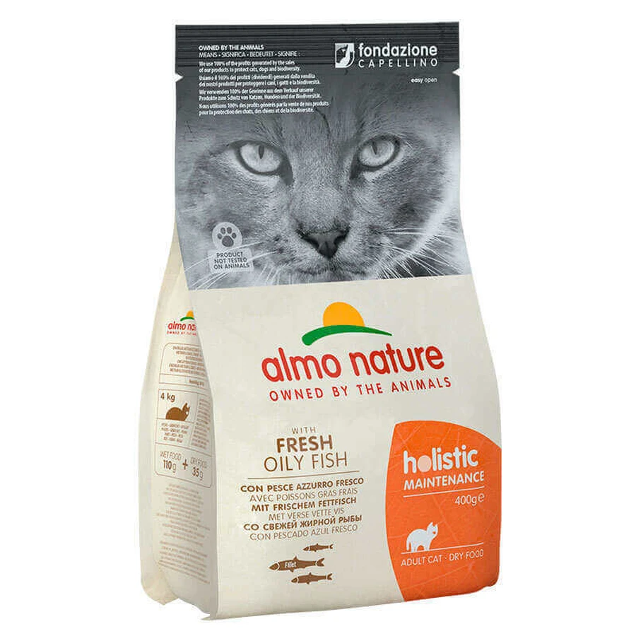 Almo Nature (Альмо Натюр) Holistic Cat Fresh Oily Fish - Сухий корм з жирними сортами риби для котів; 400 г: ціни та характеристики