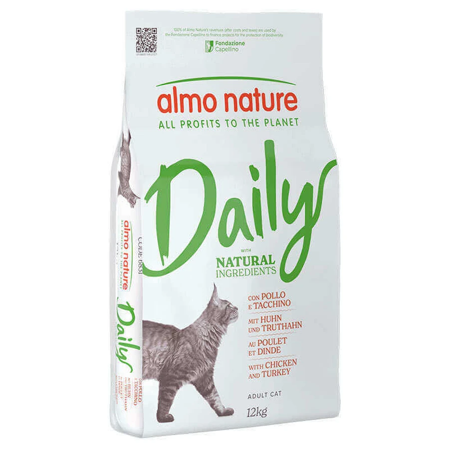Almo Nature (Альмо Натюр) Daily Cat - Сухий корм з куркою та індичкою для дорослих котів; 12 кг: ціни та характеристики