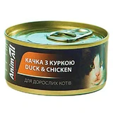 AnimAll (ЭнимАлл) - Влажный корм с уткой и курицей для котов (паста из утки с полосками куриного мяса); 80 г