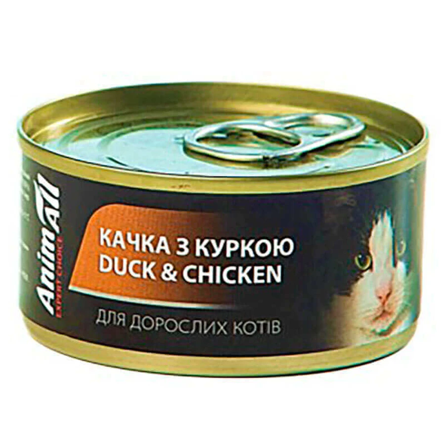 AnimAll (ЕнімАлл) - Вологий корм з качкою та куркою для котів (паста з качки зі смужками курячого м'яса); 80 г: ціни та характеристики