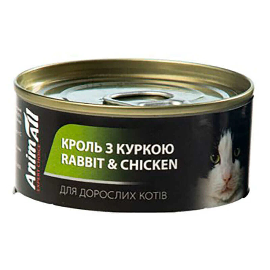 AnimAll (ЕнімАлл) - Вологий корм з кроликом та куркою для котів (паста з кролика зі смужками курки); 80 г: ціни та характеристики