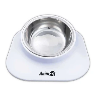 AnimAll (ЭнимАлл) - Миска металева на пластиковій підставці для собак і котів; 420 мл (Білий)