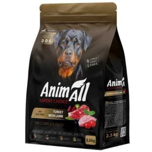 AnimAll Expert Choice - Сухий корм зі свіжою індичкою та ягням для собак великих порід; 2,5 кг