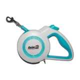 AnimAll (ЭнимАлл) Reflector - Поводок-рулетка для собак, лента (3 м, до 15 кг); S (Голубой / Белый)