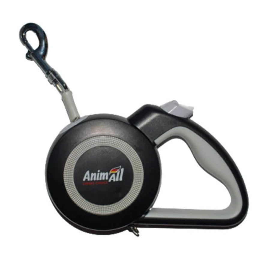AnimAll (ЕнімАлл) Reflector - Поводок-рулетка для собак, стрічка (5 м, до 50 кг); L (Сірий / Чорний): ціни та характеристики