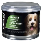 AnimAll Fresh Rabbit - Влажный корм с мясом кролика и кроличьей печенью для собак (паштет); 195 г