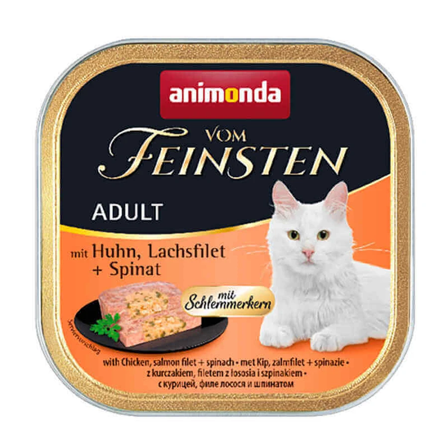 Animonda (Анімонда) Vom Feinsten Vom Feinsten Adult mit Huhn Lachsfilet + Spinat - Консервований корм для котів з куркою, лососем і шпинатом; 100 г: ціни та характеристики