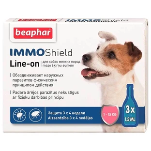 Beaphar (Беафар) IMMO Shield - Противопаразитарные капли для собак с диметиконом (3 шт.); менш 15 кг (3 шт./уп)