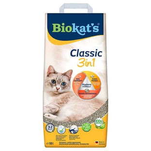 BIOKAT'S (Биокетс) CLASSIC 3in1 - Наполнитель комкующийся для кошачьего туалета с гранулами трех размеров, антибактериальный; 10 л