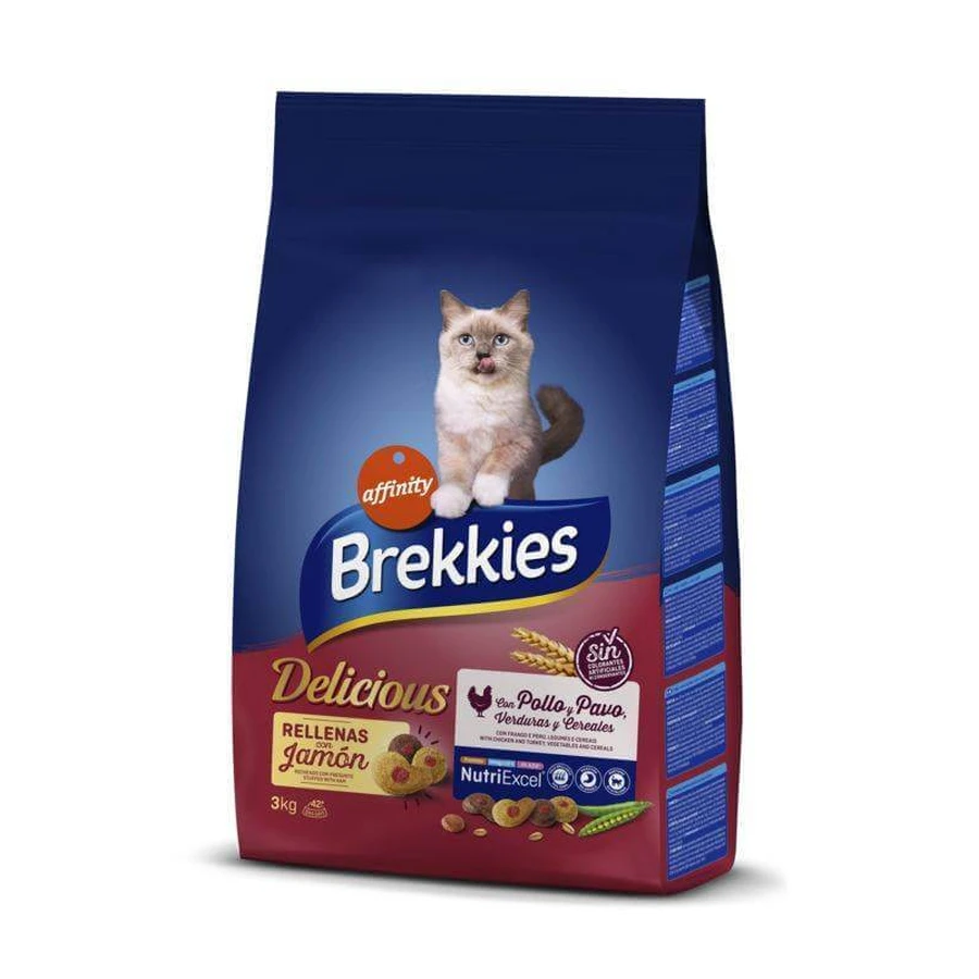 Brekkies (Брекіс) Cat Delice Meat - Сухий корм з куркою, перепілкою і шинкою для котів; 3 кг: ціни та характеристики