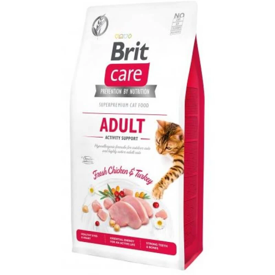Brit Care Cat Grain-Free Adult Activity Support - Сухий беззерновой корм з індичкою і куркою для дорослих котів з високим рівнем активності; 7 кг: ціни та характеристики