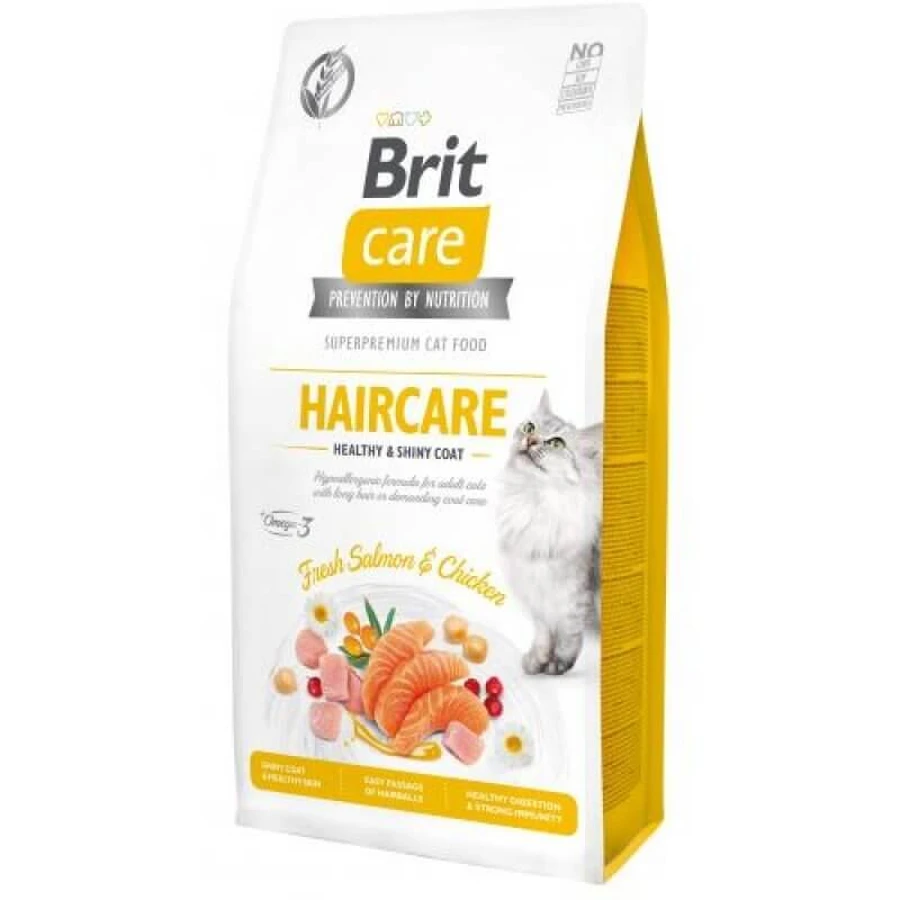 UAnimals Brit Care Cat Grain-Free Haircare - Сухой беззерновой корм с курицей и лососем для взрослых кошек со сложным уходом за шерстью; 7 кг: цены и характеристики