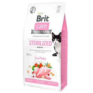 Brit Care Cat Grain-Free Sterilized Sensitive - Сухий беззерновий корм з кроликом для дорослих стерилізованих кішок з чутливою травною системою; 7 кг