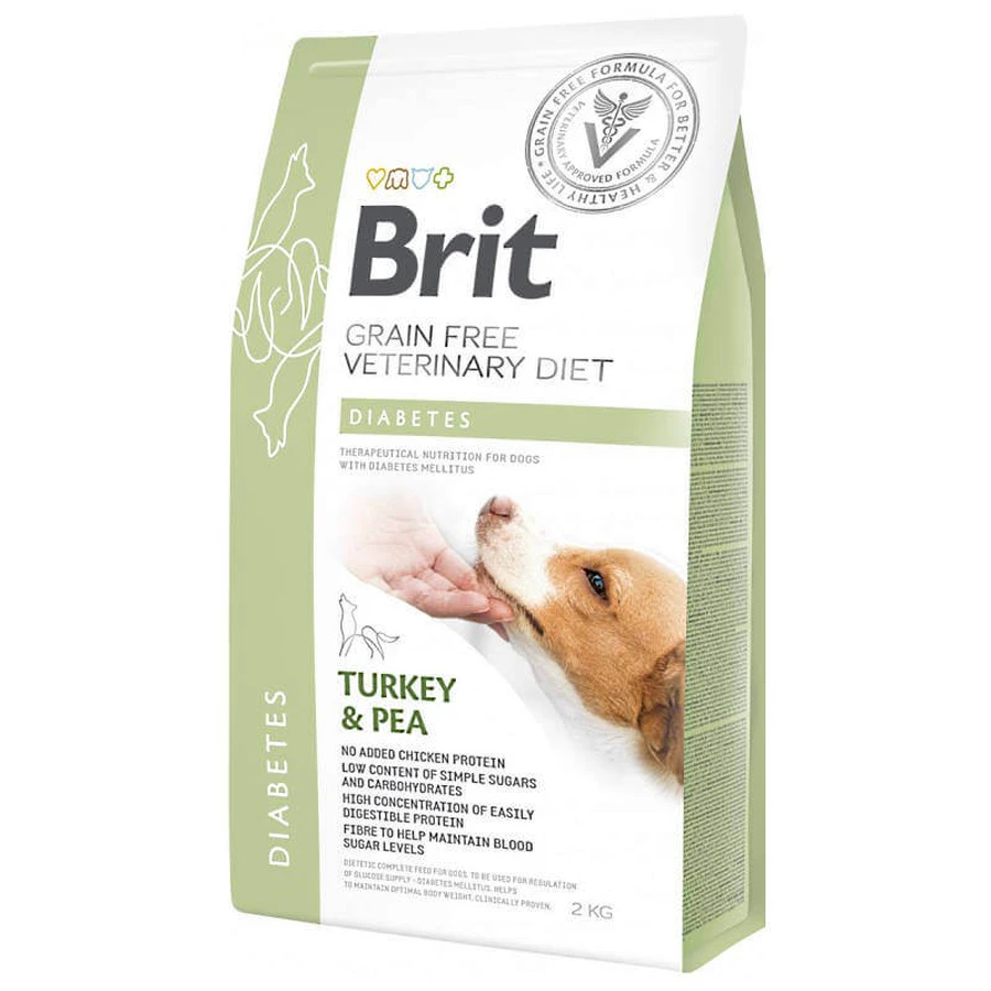 Brit GF Veterinary Diet (Бріт Ветерінарі Дієт) Dog Diabetes - Беззернова дієта при цукровому діабеті з індичкою та горохом для собак; 2 кг: ціни та характеристики