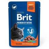 Brit Premium Cat pouch with Salmon for Sterilised - Влажный корм с кусочками лосося в соусе для стерилизованных котов; 100 г