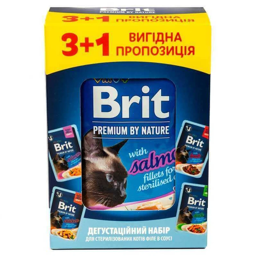 Brit Premium Delicate Fillets in Gravy - Набір вологого корму Філе в соусі для стерилізованих котів; 4х85 г: ціни та характеристики