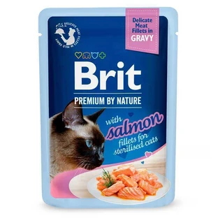 Brit Premium Delicate Fillets in Gravy Salmon For Sterilised - Влажный корм филе лосося в соусе для стерилизованных котов; 85 г