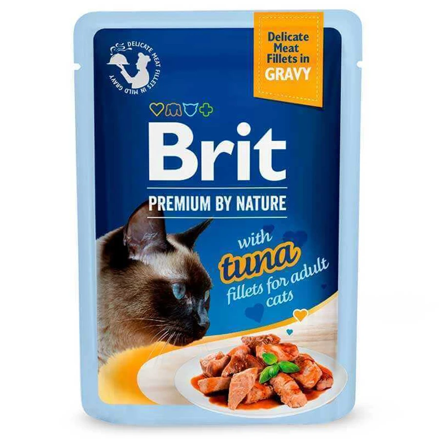 Brit Premium Delicate Fillets in Gravy Tuna - Влажный корм филе тунца в соусе для котов; 85 г: цены и характеристики