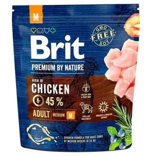 Brit Premium by Nature ADULT M - Сухой корм с курицей для взрослых собак средних пород; 1 кг Sale!
