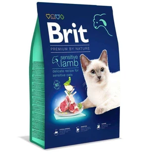 Brit Premium by Nature Cat Sensitive Lamb - Сухой корм с ягнёнком для взрослых котов с чувствительным пищеварением; 8 кг