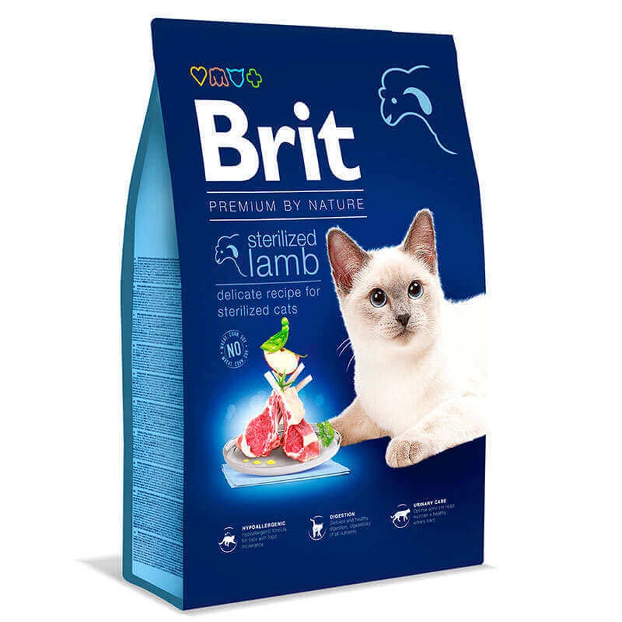Brit Premium by Nature Cat Sterilized Lamb - Сухий корм з ягням для дорослих стерилізованих котів з чутливим травленням; 8 кг: ціни та характеристики