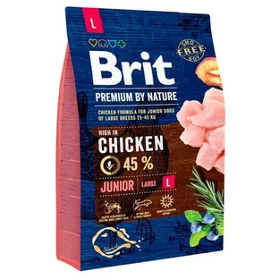 Brit Premium by Nature JUNIOR L - Сухий корм з куркою для цуценят і молодих собак великих порід; 3 кг Sale1!
