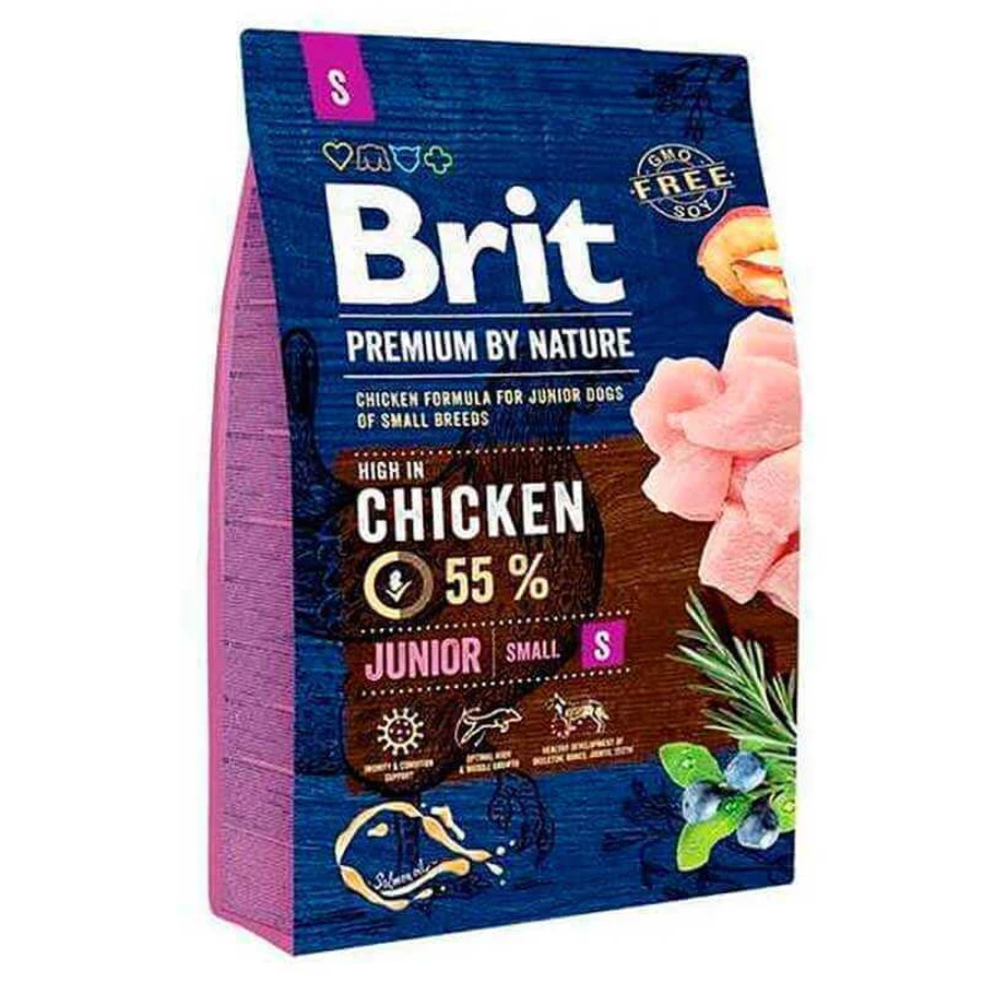 Brit Premium by Nature JUNIOR S - Сухий корм з куркою для цуценят і молодих собак дрібних порід; 3 кг: ціни та характеристики