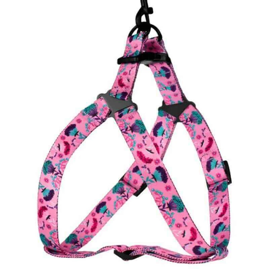 Bronzedog (Бронздог) Dog Urban Flowers Pink - Шлея нейлонова з пластиковою пряжкою для собак різних порід; 2,5х57-73 см (Рожевий): ціни та характеристики