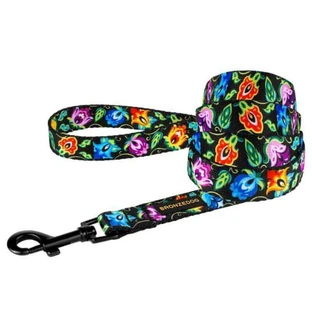 Bronzedog (Бронздог) Dog Urban Folk Flowers Black - Повідець нейлоновий для собак різних порід та котів; 2,0х152 см (Чорний)