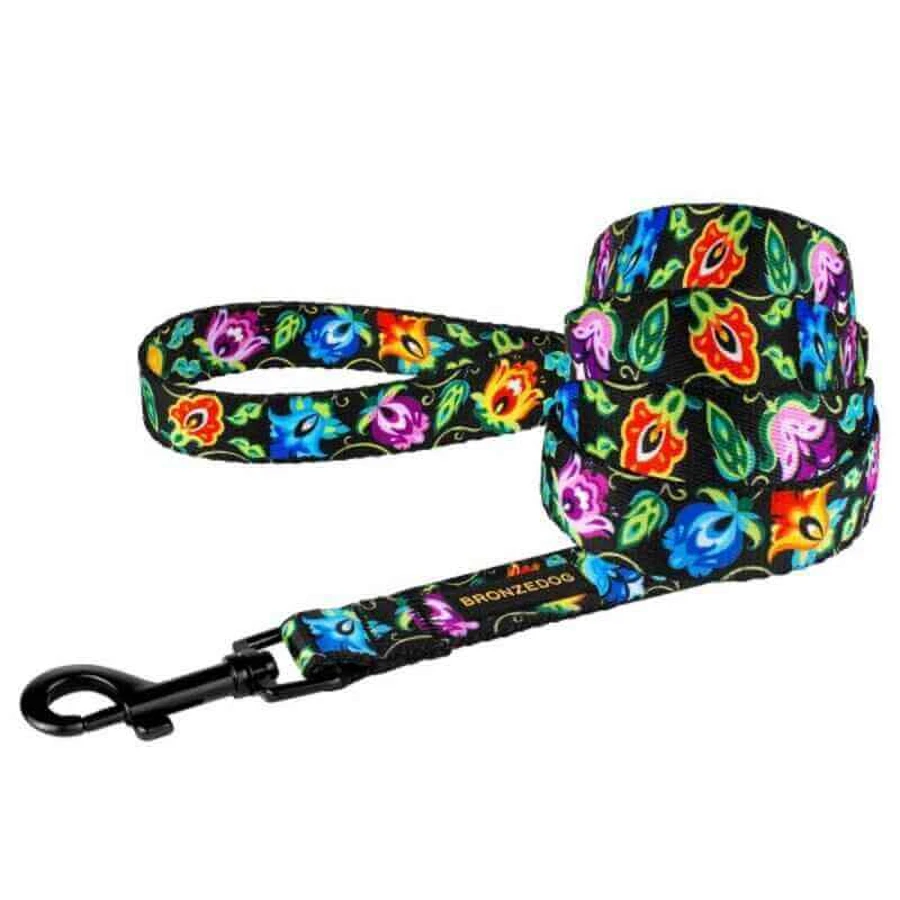 Bronzedog (Бронздог) Dog Urban Folk Flowers Black - Повідець нейлоновий для собак різних порід та котів; 2,0х152 см (Чорний): ціни та характеристики