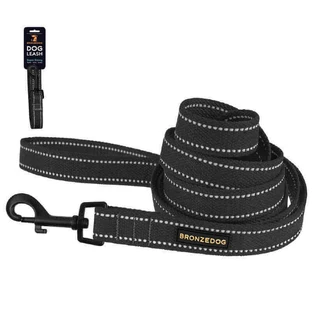 Bronzedog (Бронздог) Сotton Dog Leash Super Strong - Брезентовый поводок для собак с металлическим карабином с карбоновым покрытием; 1,6х200 см (Графит)