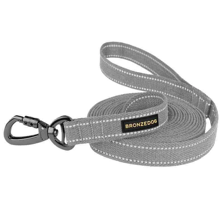Bronzedog (Бронздог) Сotton Dog Leash Super Strong - Брезентовий повідець для собак із суцільнолитим карабіном з фіксатором; 2,5х500 см (Сірий): ціни та характеристики
