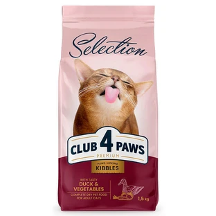 Club 4 Paws Premium Selection Cat With Duck and Vegetables - Cухой корм с уткой и овощами для котов; 1,5 кг